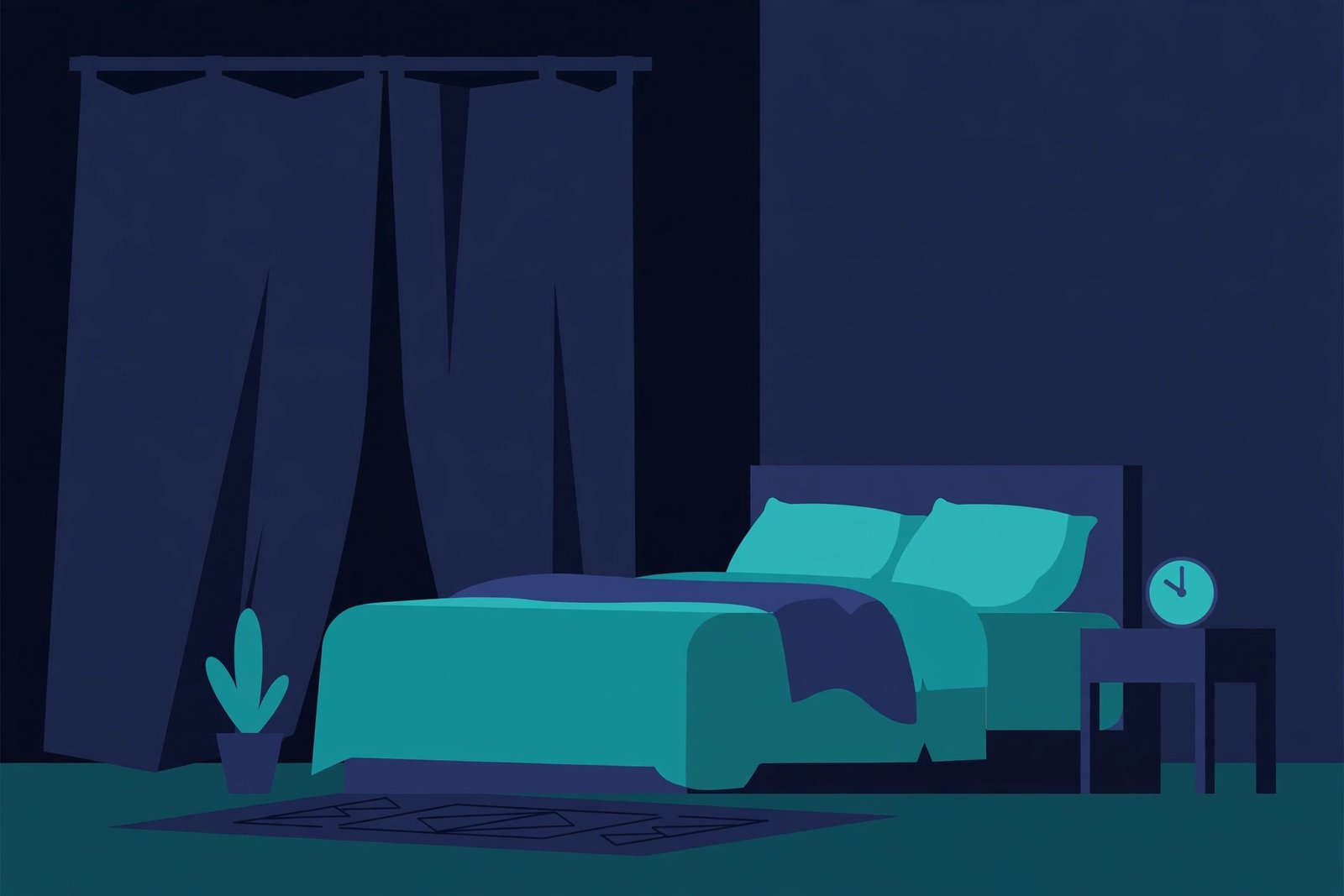 Ideal dark and cool sleep environment illustration