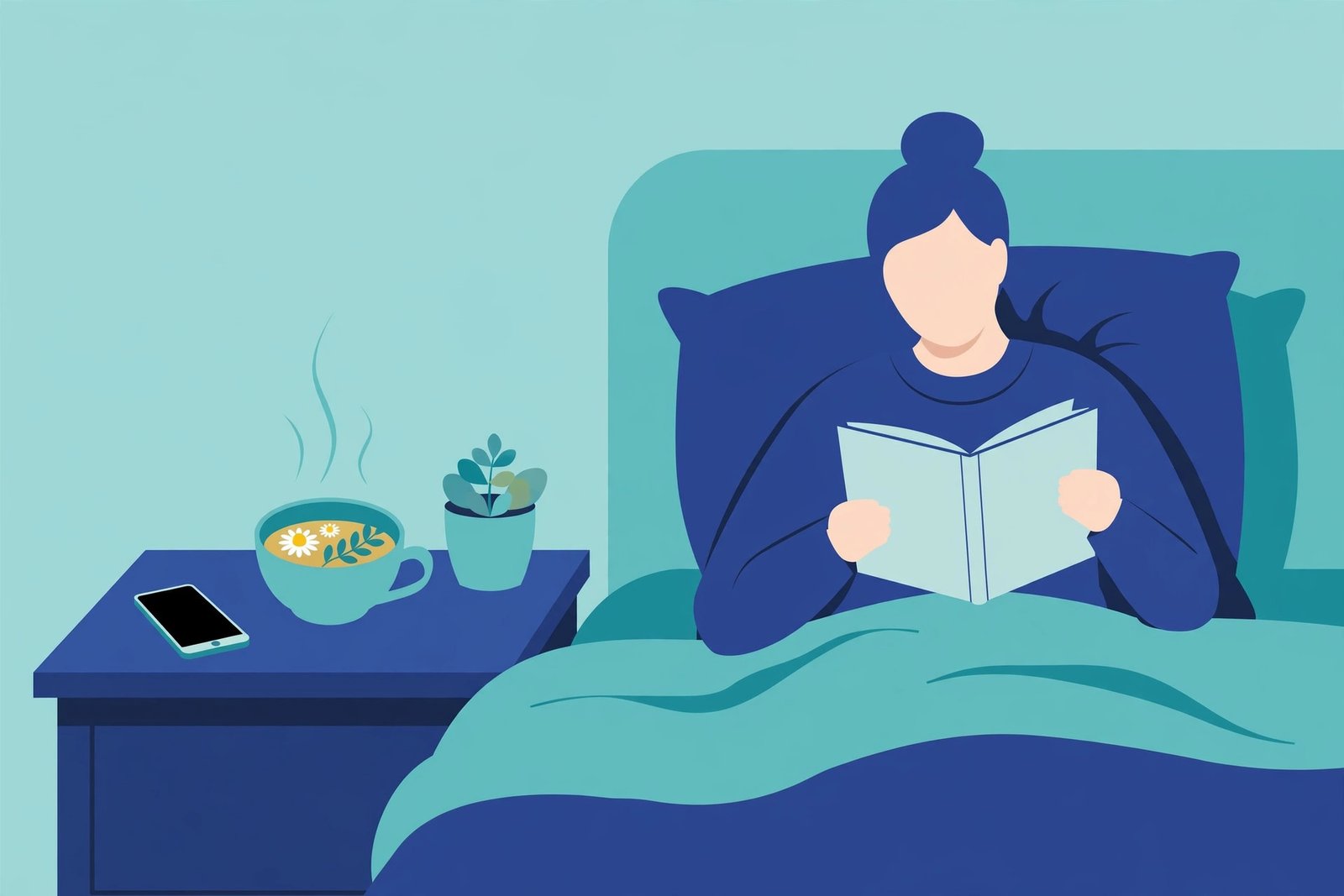 Healthy bedtime habits illustration